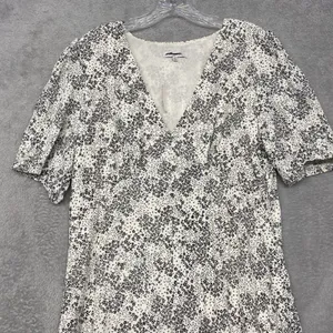 Madewell Dress Size 14 Harper Floral Ivory Puff Sleeve V Neck Midi Floral NU576 thumbnail 6