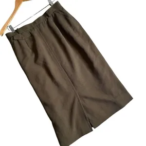 Vintage 90s Carlisle Midi Skirt Ribbed Womens 14 Green Straight Pencil Split thumbnail 1