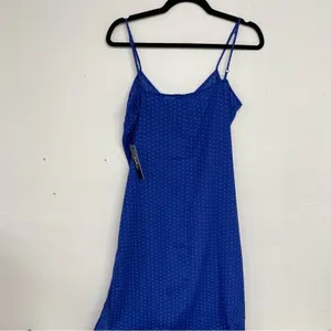 Lulus Blue Polka Dot Spaghetti Strap Casual Slip Dress Womens S Midi Coquette thumbnail 10