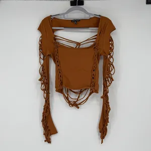 Current Mood‎ Dolls Kill Alternative Spells Shredded Long Sleeve Crop Top XL thumbnail 2