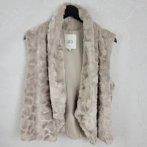 Jack by BB Dakota Elektra Vest Womens Large Tan Faux Fur Foldover Collar Lined thumbnail 2