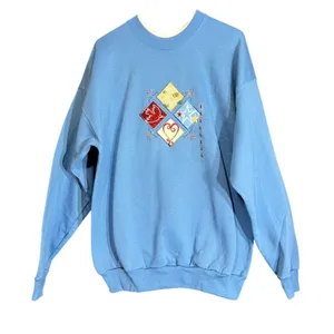 New Vintage M&C Sportswear Womens Size Large Blue Sweatshirt Patriotic Patchwork thumbnail 2