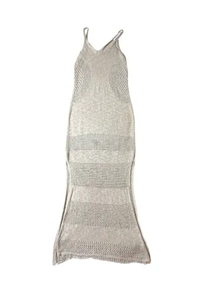 Abercrombie Crochet Open Knit Maxi Dress Beige Cream Boho Vacation Coverup XS thumbnail 3