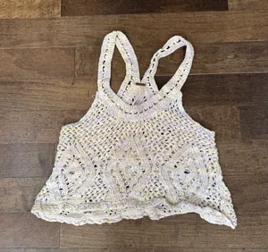 Free people pastel crochet crop tank top small thumbnail 2