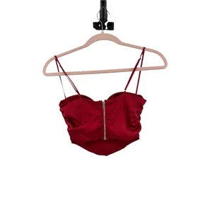 Oh Polly Satin Bustier Corset Crop Top Red Underwire Ruched Y2K Party Size 4 thumbnail 2