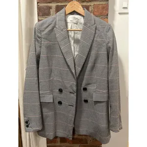 Mango Houndstooth Plaid Double Breasted Blazer Heritage Prep M thumbnail 3
