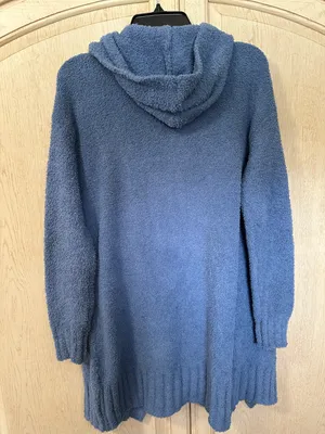 Fluffy Hooded Cardigan Blue Size L thumbnail 3