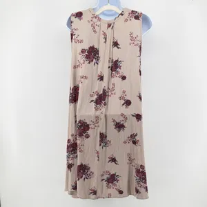Free People Get Your Love Slip Dress M Beige Floral Cutout Trapeze Swing Tunic thumbnail 4