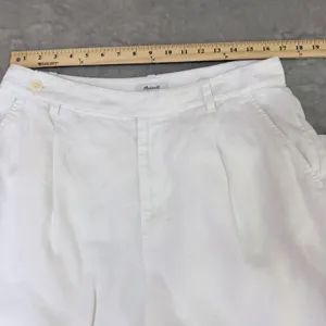 Madewell Harlow 100% Linen Pants 14 White Wide Leg Coastal Pleated Pockets thumbnail 5