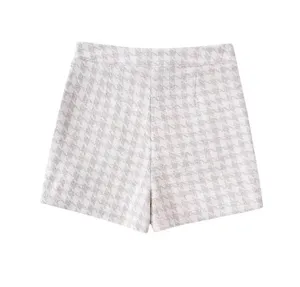 ZARA NWT  Houndstooth Tweed Beige Skort thumbnail 3