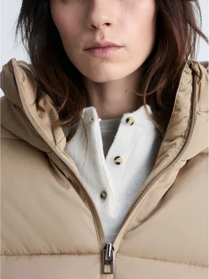 Mango Midi Quilted Anorak with Hood NWT Beige XS thumbnail 6