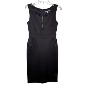 Karl Lagerfeld Paris Dress Womens 4 Sleeveless Sheath Zipper Pockets Career Work thumbnail 12
