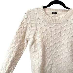 JCREW Honeycomb Cable Knit Crewneck‎ Sweater White Small thumbnail 3