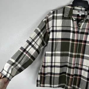 Madewell Flannel Bromley Plaid Shirt Womens Size XS‎ Green Cream Cotton Buttons thumbnail 3