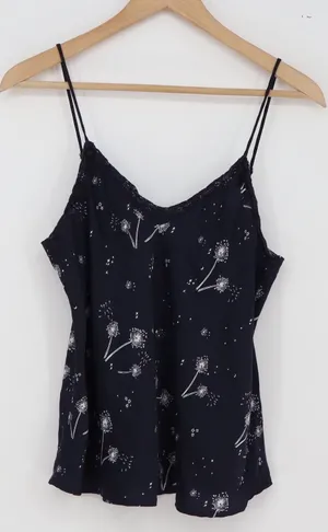 Gap Camisole Women M Love by Gap Navy Blue Dandelion Lace Trim Excellent thumbnail 1