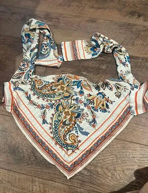 Shein Strapless tie patterned top thumbnail 3