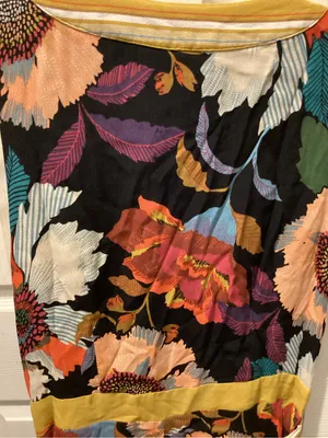 Maeve Black Floral High-Low Wrap Dress with Yellow Trim thumbnail 4