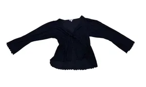 Earth Bound Black Long Sleeve Top with Tie Front 🔥 thumbnail 3