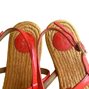 Tory Burch Everly Chain Link Espadrille‎ Sandals Orange Red 7 thumbnail 4