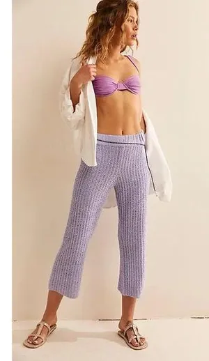 Free People Veronica Sweater Pants in Lavender Field Combo thumbnail 1