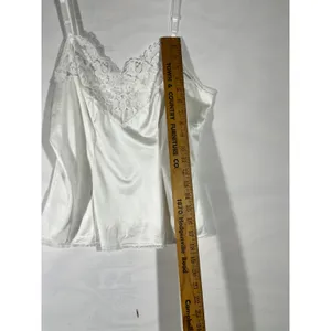 VTG Vassarette Lace Trim Camisole Top Women‎ L White USA Made Y2K Minimalist thumbnail 3