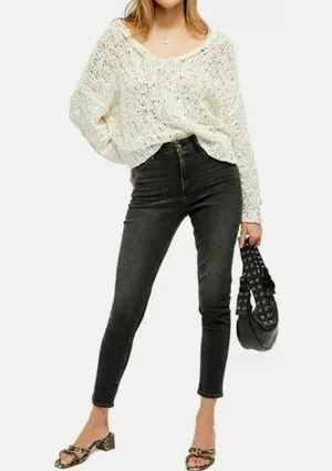 Free People Women’s Skinny Jeans Milkyway Black Size 25 thumbnail 1