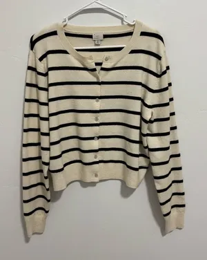 A New Day Striped button up cardigan sweater medium thumbnail 1