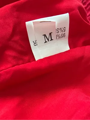 Tiered Pockets Solid Red Color High Waist Flowy Boho Mid Skirt M thumbnail 11