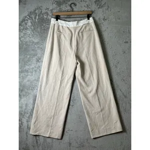 Reiss Ivory Wide Leg Trousers High Rise Tailored Dress Pants Size US 8 Office thumbnail 3