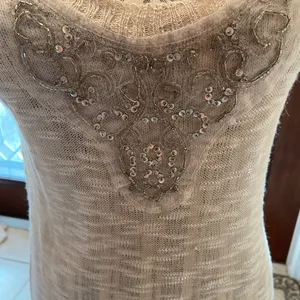 RXB sleeveless cream color sheer top size large thumbnail 2