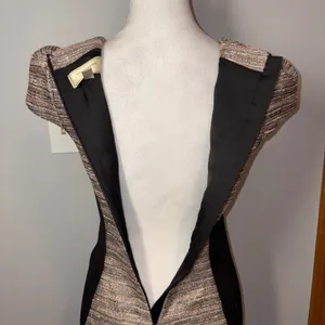 MOUILINETTE SOEURS Anthropologie Tweed Sheath Dress‎ Cap Sleeve Black Paneled thumbnail 4