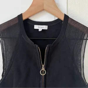 REISS Lila Sleeveless Zip Neck Top in Black thumbnail 5