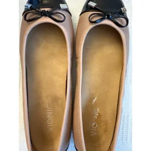 Vionic Cap Toe Ballet Flats Blush Pink BLK Bow Preppy‎ Coquette 9.5 EU41 Slip On thumbnail 7