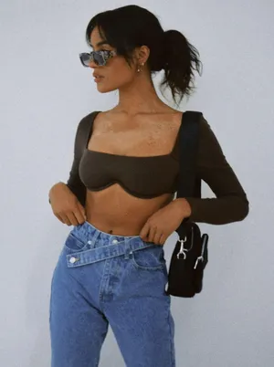 Princess Polly Becca Long Sleeve Crop Top thumbnail 1