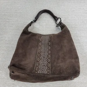 Via Spiga Suede Hobo Bag Brown Studded Rivet Leather Handle Y2K Boho Western thumbnail 2