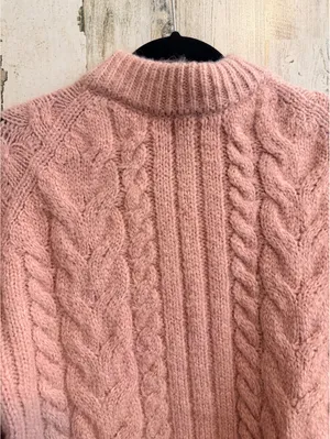 A New Day Pink Cable Knit Mock Neck Sweater Medium NWT Wool Blend thumbnail 10