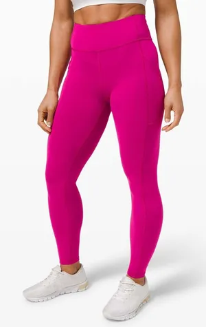 Lululemon Invigorate High Rise Leggings Pockets Size 4 Pink Yoga Workout Gym thumbnail 1
