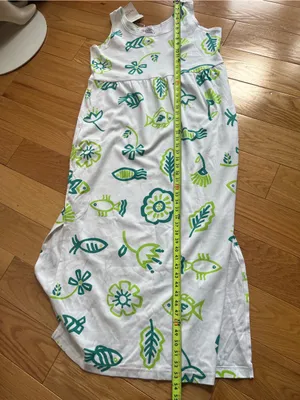 Diane Von Furstenberg Maxi Dress with coastal fish & Floral Print 100% cotton thumbnail 9