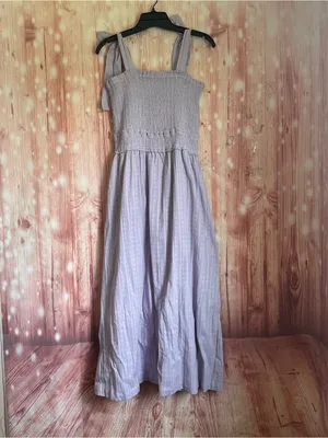 Lost + Wander Angel In Disguise Maxi Dress Lavender Purple Smocked Cotton M thumbnail 2