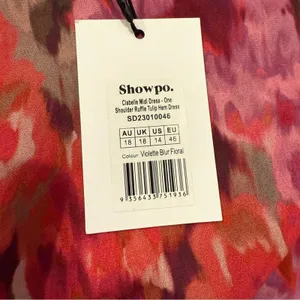 Showpo Floral One Shoulder Ruffle Midi Dress Pink NWT 14 thumbnail 4