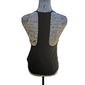 Free People -1646 NWT Slinky Slinky Ribbed V Neck Racerback‎ Tank Top Black XS thumbnail 4