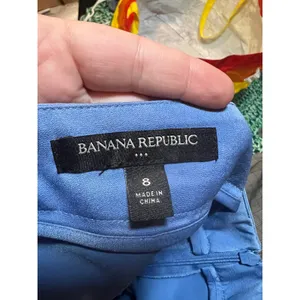 Banana Republic Women's Size 8 Satin Midi Skirt A-Line Blue Slit Front Zip Side thumbnail 10