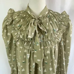 We Wore What New Floral Tie Neck Long Sleeve High Low Dress Green Size Small thumbnail 5