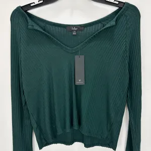 Lulus Lacefield Hunter Green Notched Long Sleeve Sweater Top Ribbed XS NWT thumbnail 5