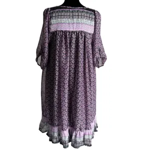 World Market Purple Boho Geometric Shift Dress S/M Pocketed Dark Fairy Whimsy thumbnail 4