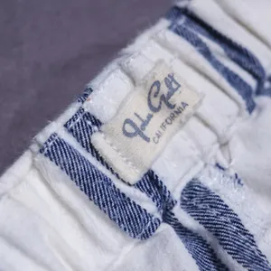 John Galt Striped Trouser‎ Pants Women One Size Blue White Elastic Waist Coastal thumbnail 5