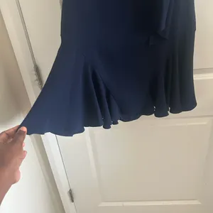 Shoshanna Blue A-Line Mini Dress with Mock Neck thumbnail 6