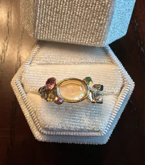 Gorgeous Cats Eye with Gemstones Adjustable Ring Size 7-9 NWT thumbnail 1