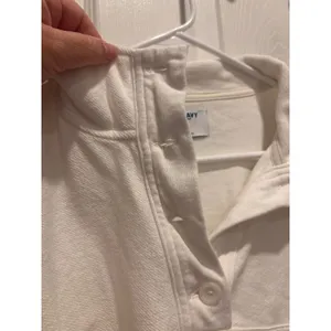 Old Navy SoComfy Terry Quarter‎ Button Pullover Cream Cropped Sweatshirt Large thumbnail 3