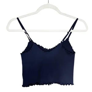 Aerie Seamless Rib Corset Bra Top Size Medium Navy Blue Lounge Crop Y2K Basic thumbnail 8